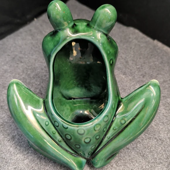Vntg Hull Pottery Green Big Eye Frog Drip Glaze Ceramic Planter USA 6.25" - Picture 6 of 7